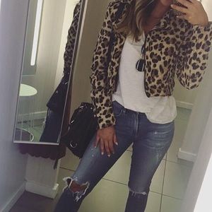 Leopard Print Denim Jacket
